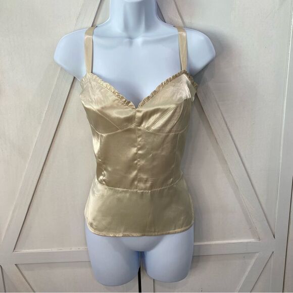 Nicole Nicole Miller Cream Color Ruffle Front Blouse Size 10 - Picture 1 of 13
